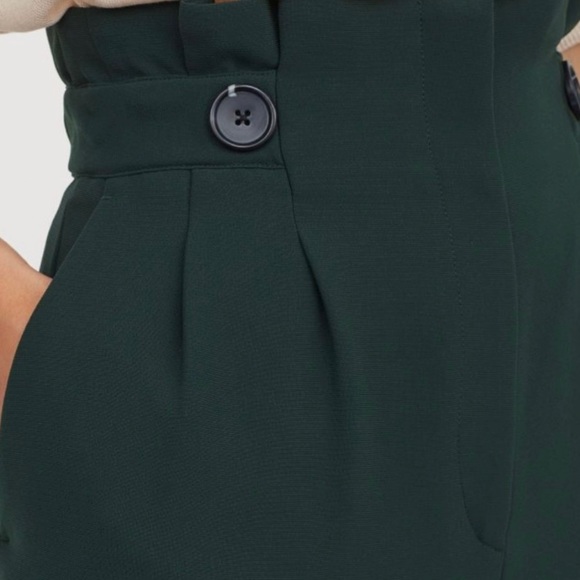 H&M High Waisted Paper Bag Waist Green Pants Sz 2 - Picture 2 of 11